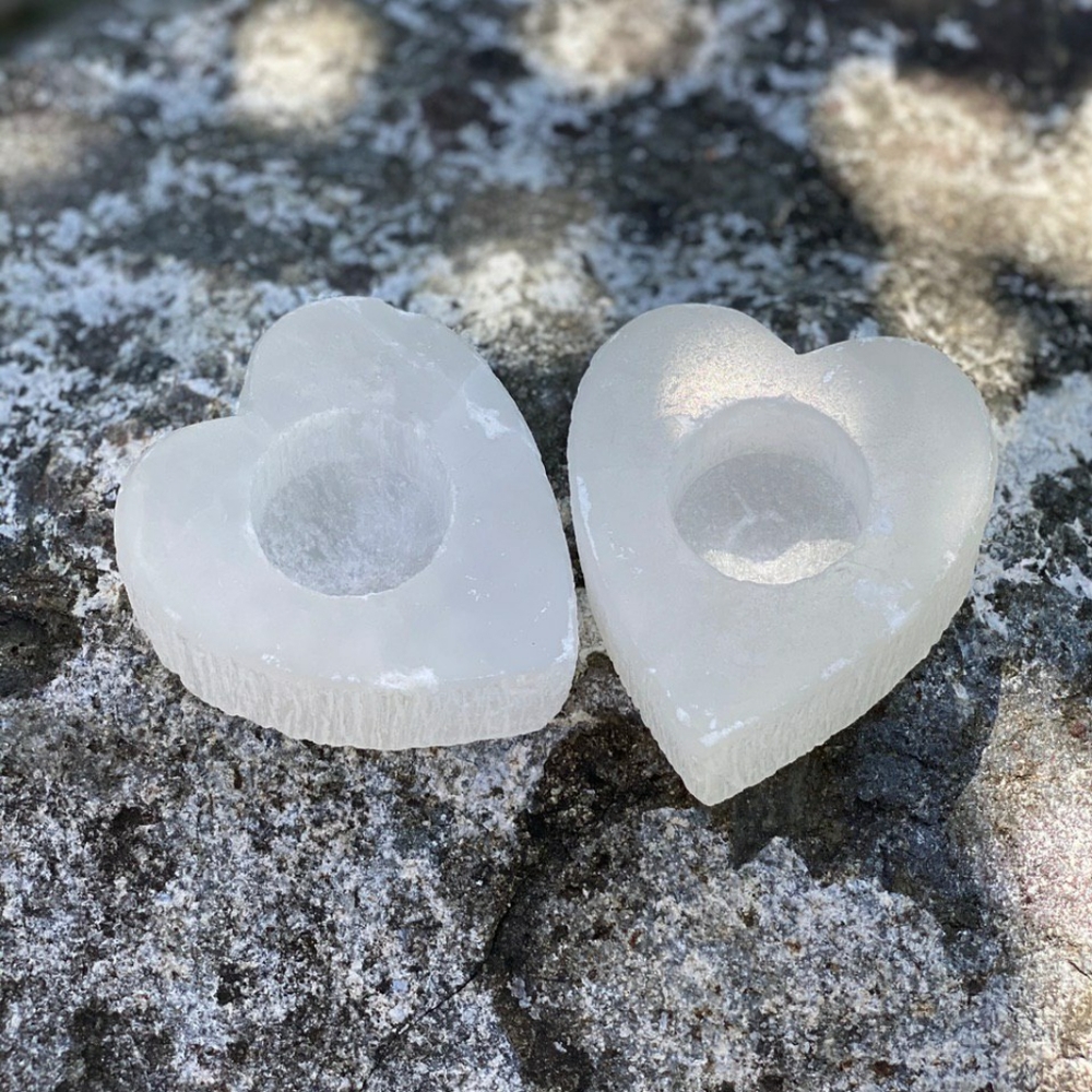 (SOLD LOCALLY) Heart Selenite Tealight Holder